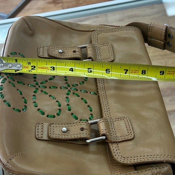 Orla Kiely Tan Leather Crossbody with Green Detailing - Picture 13 of 16